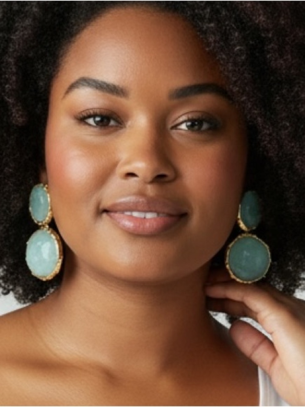 Bold Double-Drop Green Gemstone Earrings with Gold Trim